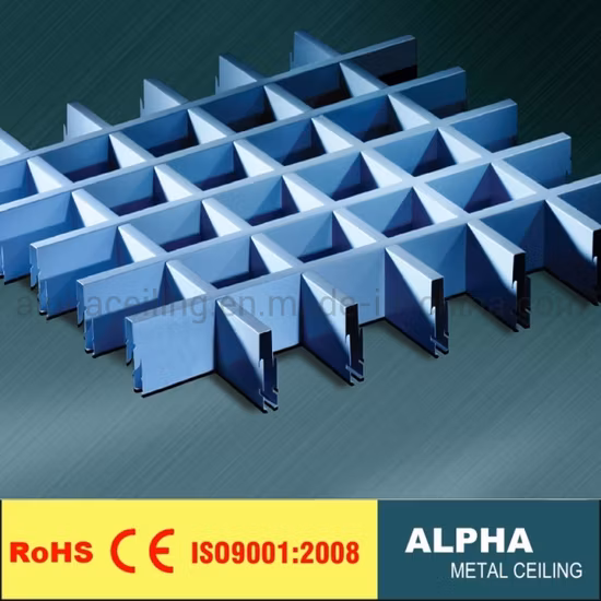 Techo falso de la célula del metal del panel de la tira de la rejilla de T suspendida decorativa interior de aluminio